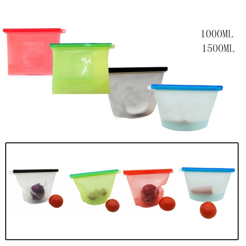 Sac Silicone Réutilisable Alimentaire – Anti-Gaspi Frigo, Four & Congélateur | GlowUpFamily