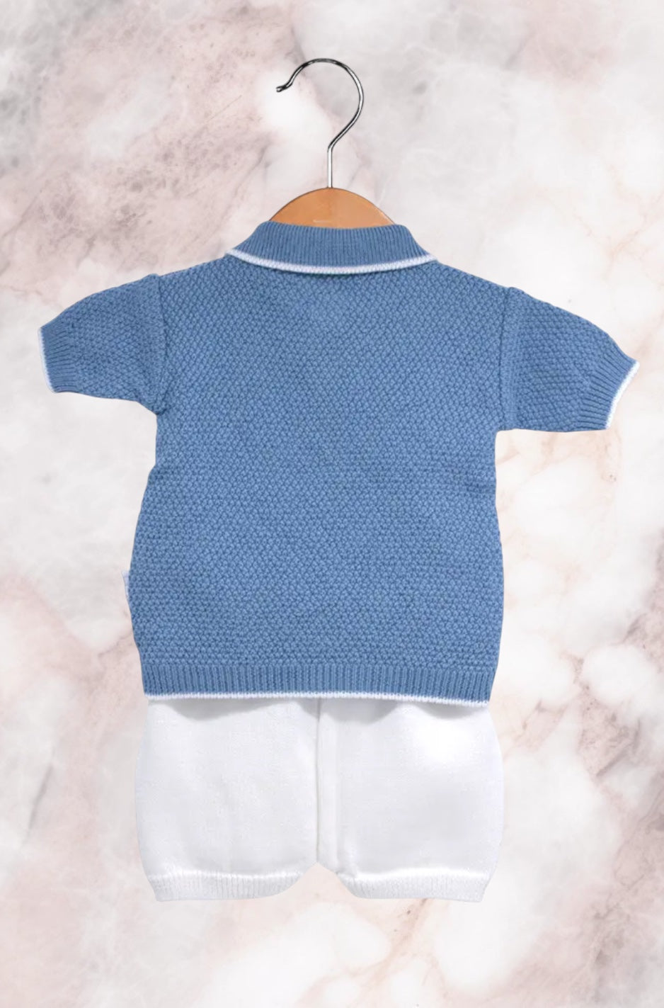 Ensemble bébé garçon tricoté 2 pièces — Polo & Short 100% Coton | 3-6 mois