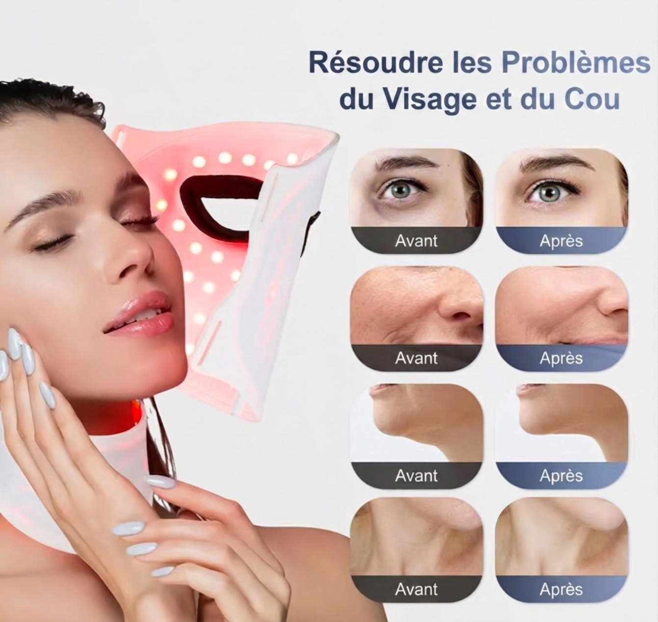 Masque LED Visage & Cou — Luminothérapie 7 Couleurs