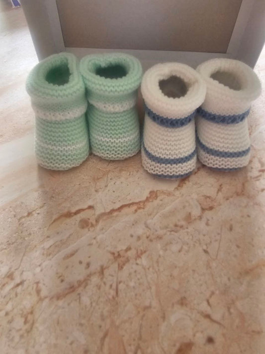 Lot de 2 Paires de Chaussons Bébé Tricotés – Fille & Garçon | Fabriqué au Portugal