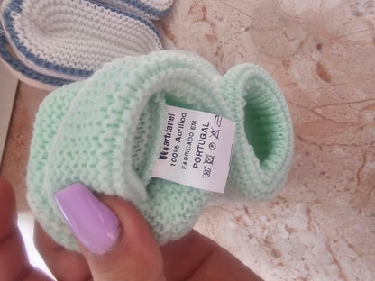 Lot de 2 Paires de Chaussons Bébé Tricotés – Fille & Garçon | Fabriqué au Portugal
